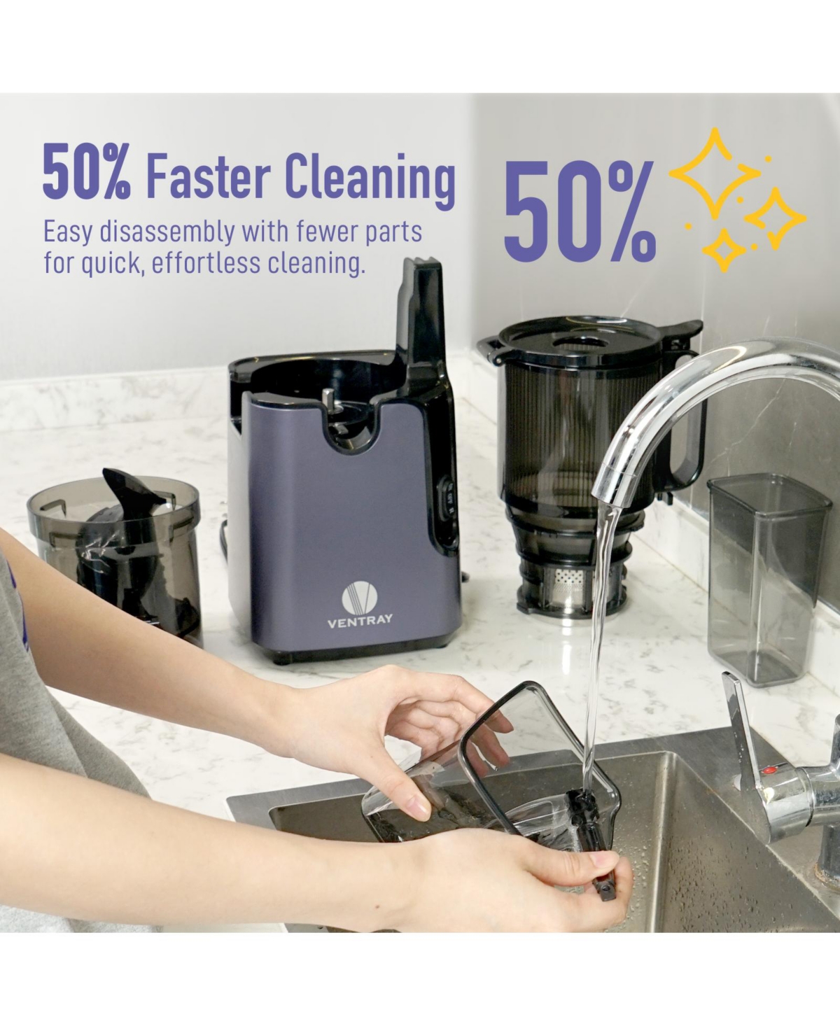 Cold Press Juicer, Masticating Juicer with 5.1 Inch Large Feed Chute, 250W Power High Juice Yield for Batch Juicing - Purple