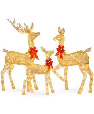 6.5ft 3-Piece Lighted Christmas Deer Set Outdoor Yard Decoration with 385 LED Lights, Stakes
