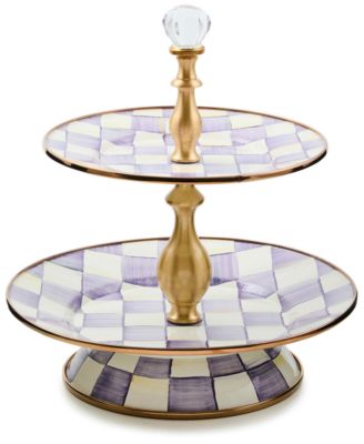 Violet Check Two Tier Handmade Sweet Stand