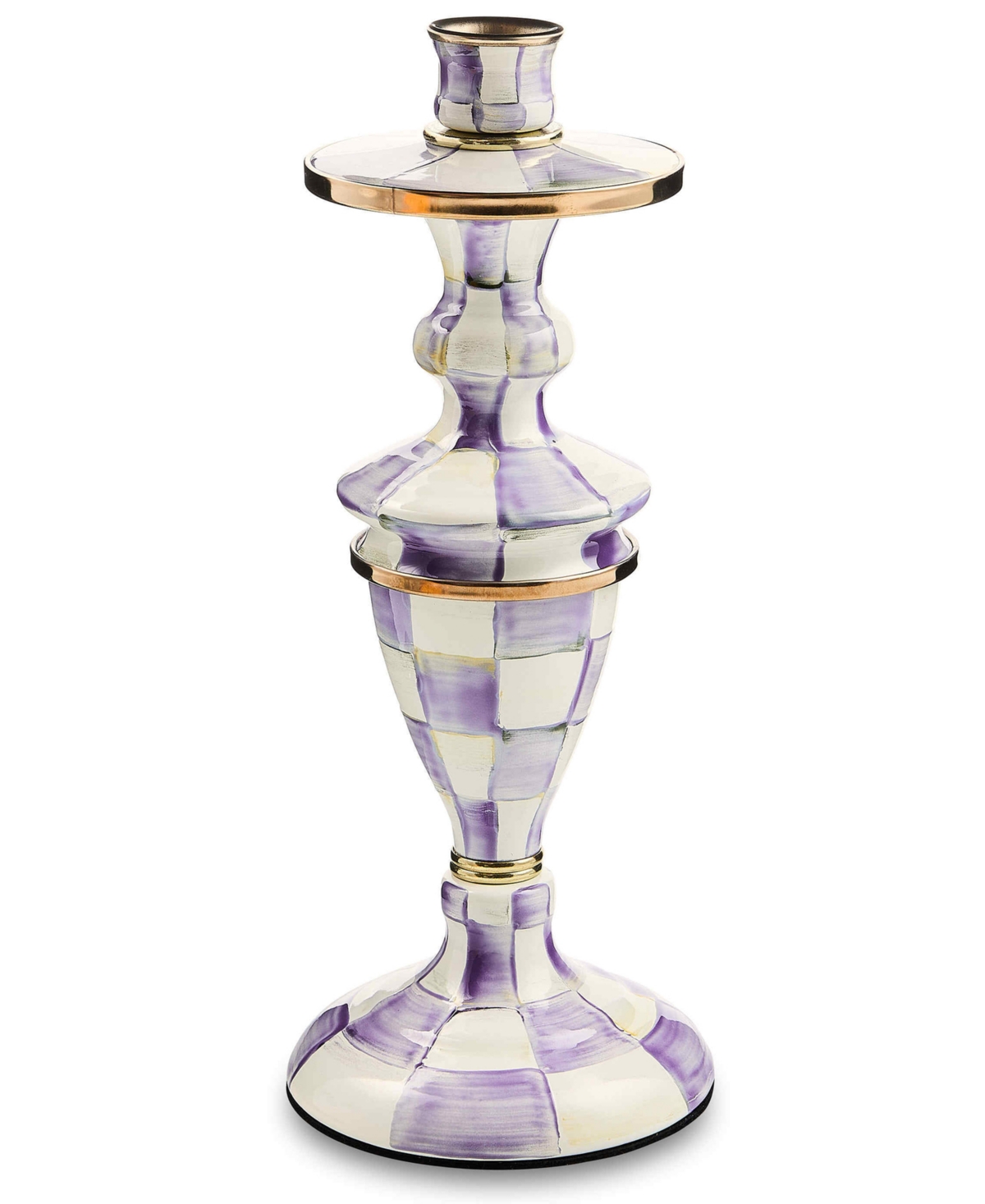 MacKenzie-Childs Violet Check Medium Candlestick