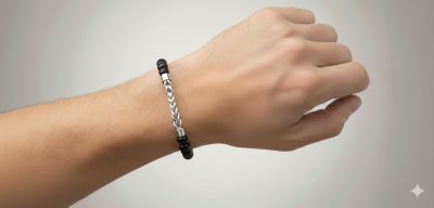 Stainless Steel Genuine Bead & Chain Bracelet