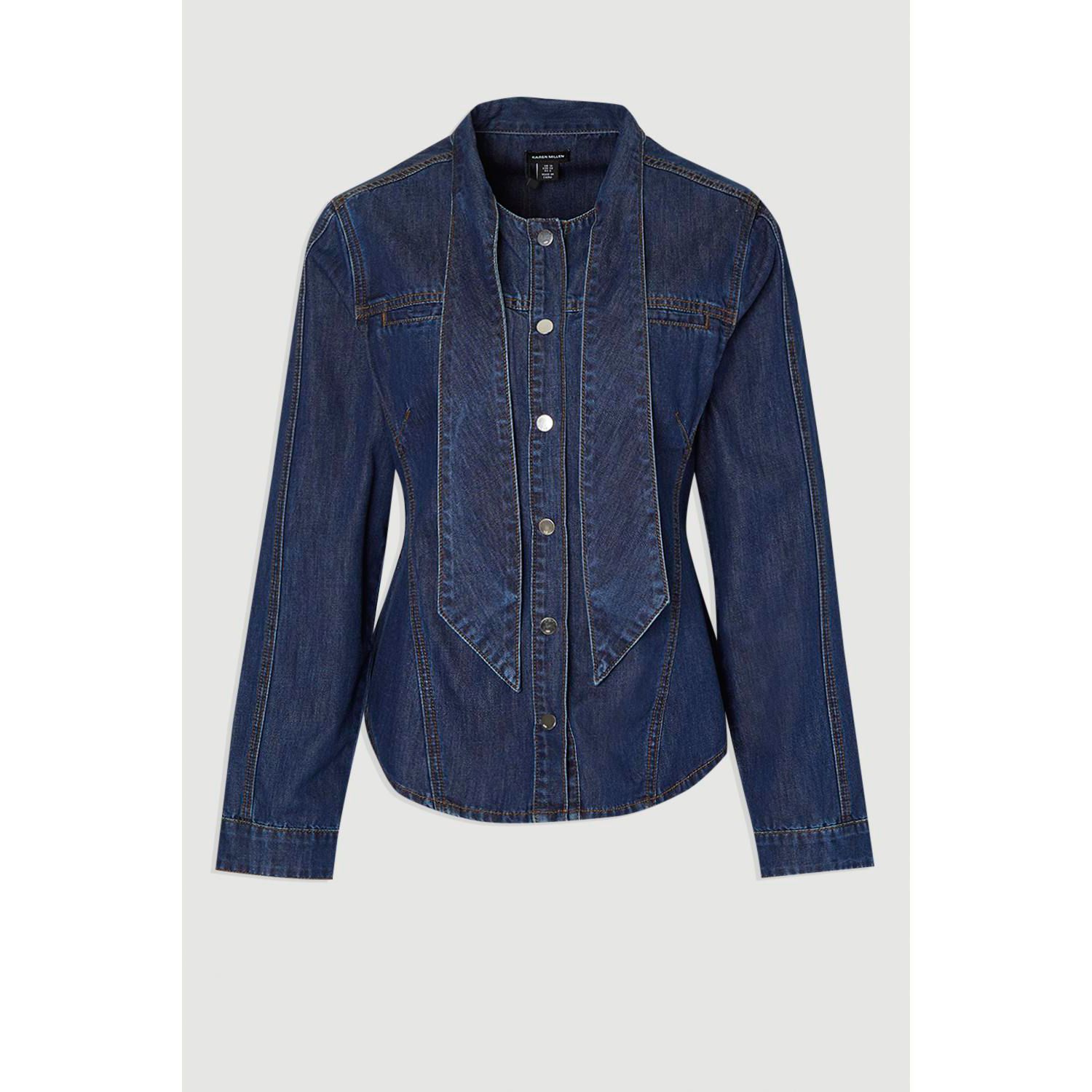 Women's Denim Pussybow Blouse