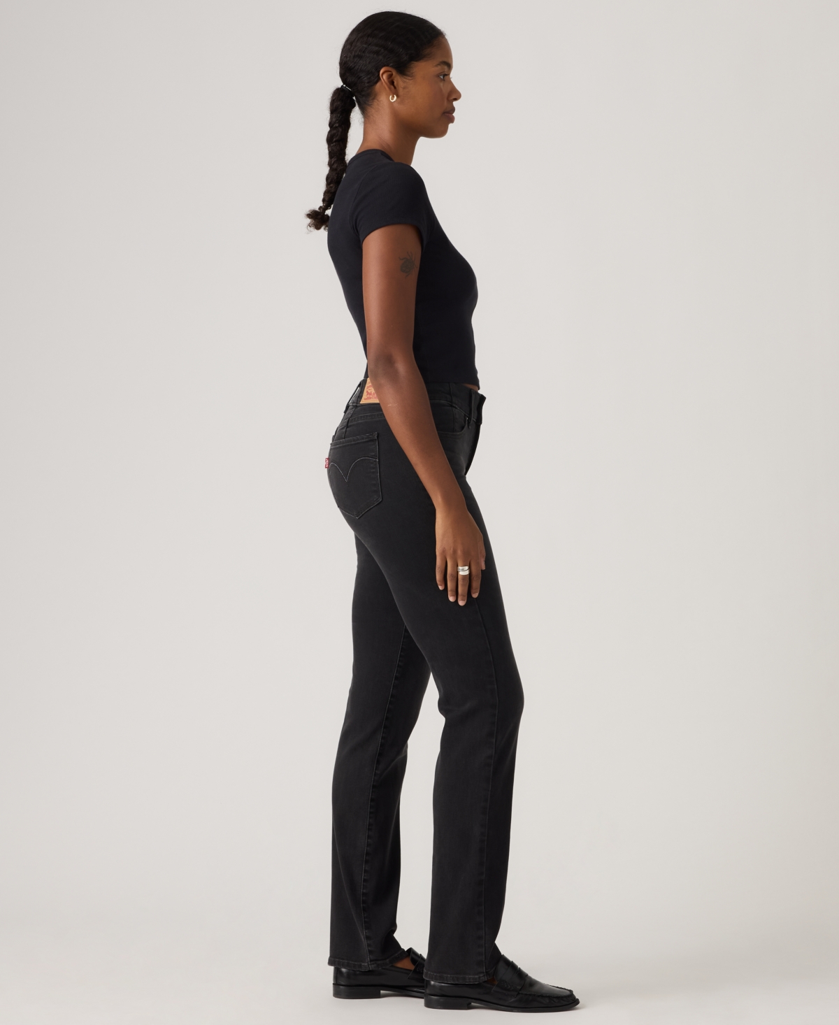 Levi's Juniors' 314 Corset Straight Stretch Jeans In Black