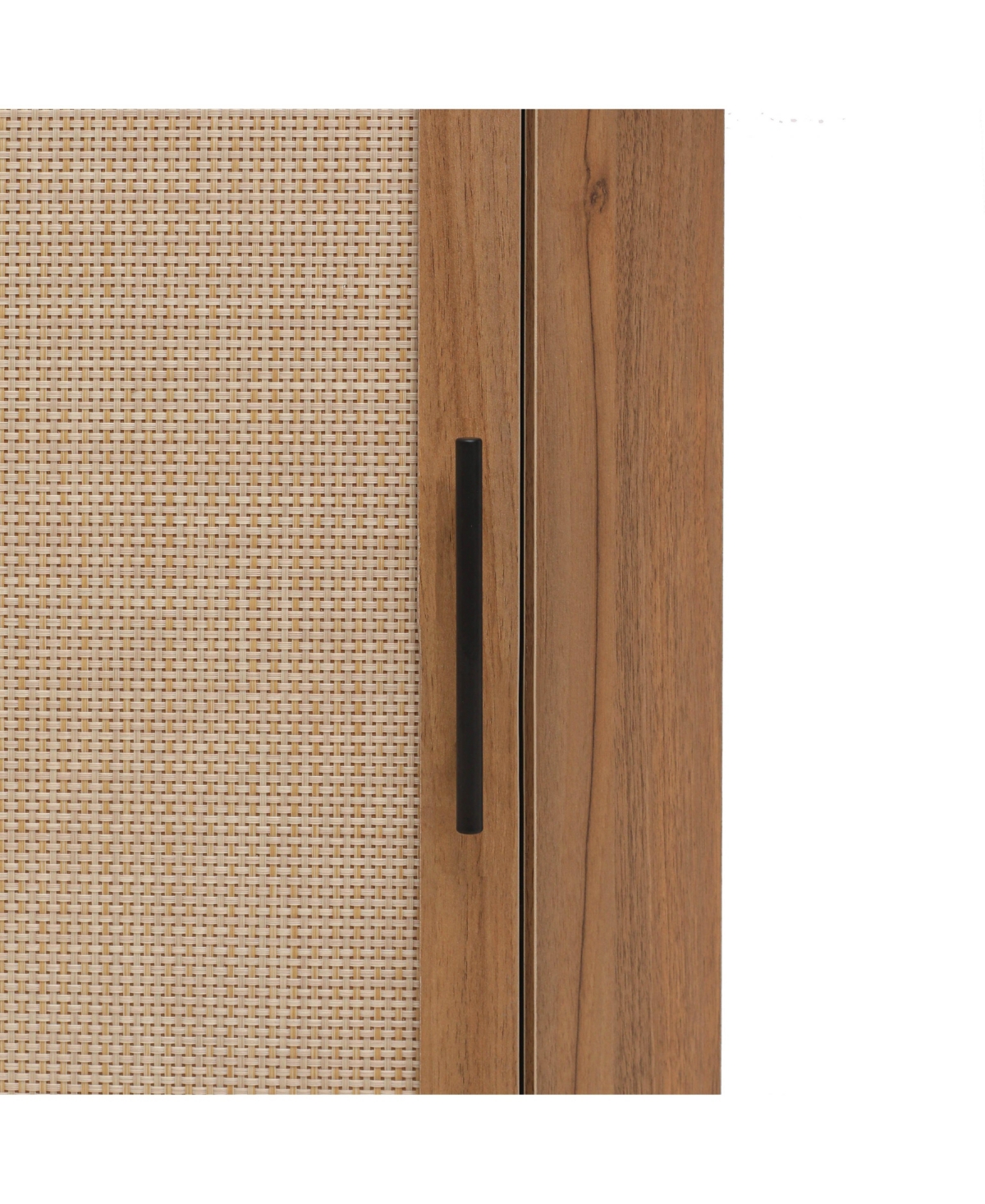 Freestanding Corner Cabinet with Rattan door