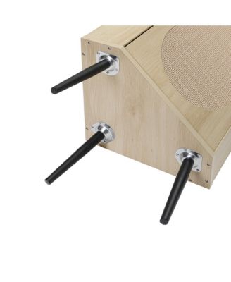 CASAINC 40"H Natural Rattan Door & Adjustable Shelves Freestanding Corner Cabinet