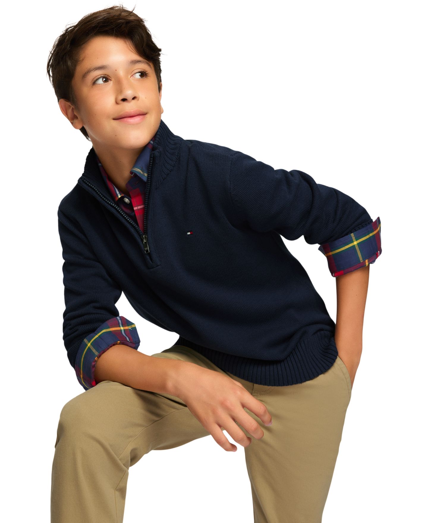 Брюки Tommy Hilfiger Academy Flat Front Stretch Chino для мальчиков, цвет: Золотой хаки — фото 3