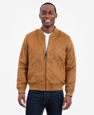 Men's Faux Suede Bomber Jacket