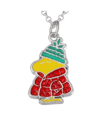 Snoopy & Woodstock Necklace Set, 2-Piece, Silver-Tone