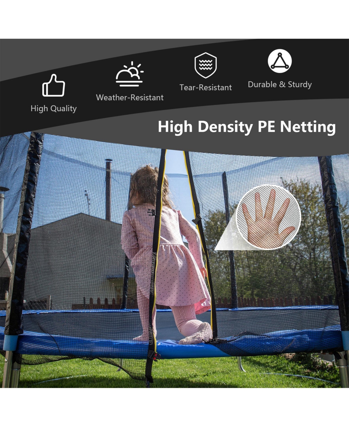 Sugift 8 Feet Trampoline Safety Replacement Protection Enclosure Net