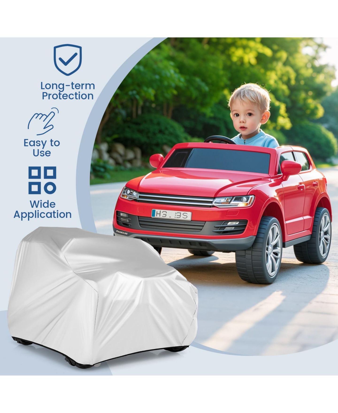 Детские игрушки SUGIFT Universal Polyester Taffeta Wind-Resistant Ride-On Toy Car Cover with Drawstring Storage Bag, цвет: Серебряный — фото 4