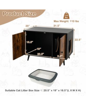 Industrial Cat Litter Box Enclosure with Divider and Cat-Shaped Entries