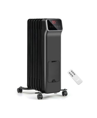 1500W Oil Filled Radiator Heater with Remote Control 3 Modes 24H Timer