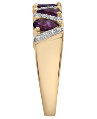 Amethyst (1 ct. t.w.) & Diamond (1/10 ct. t.w.) Ring in 14k Yellow Gold