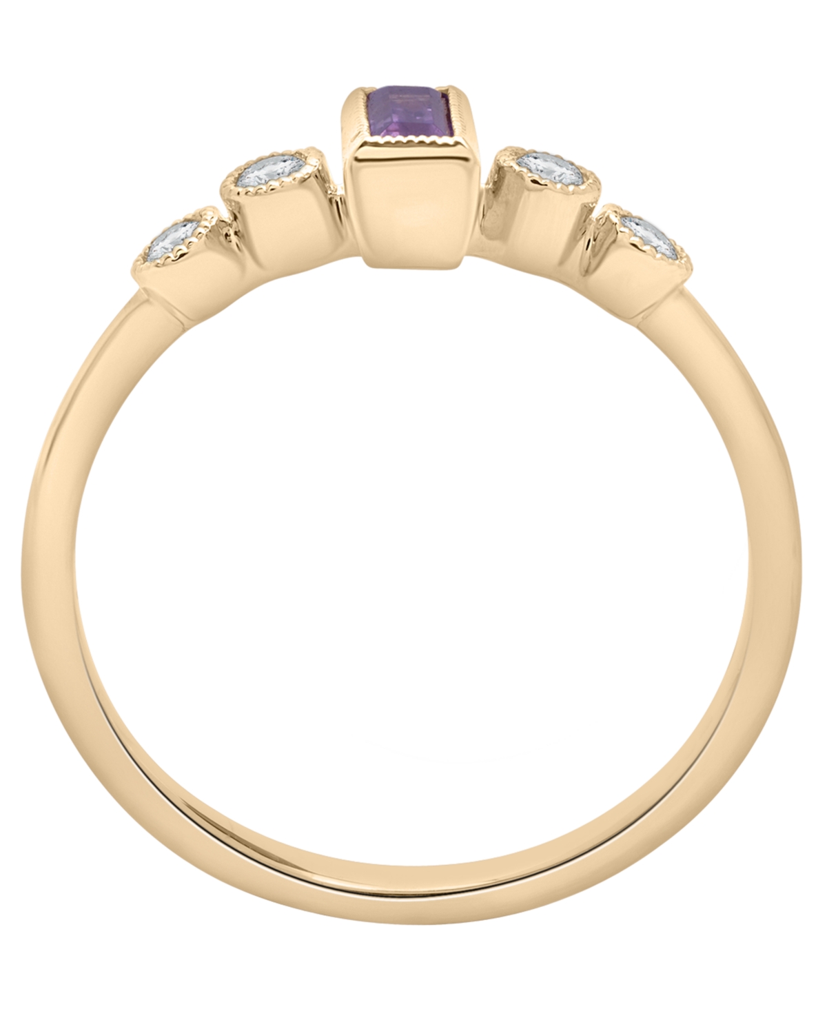 Macy's Amethyst (1/6 Ct. T.w.) & Diamond (1/10 Ct. T.w.) Baguette Ring In 14k Gold-plated Over Sterling Sil In Gold