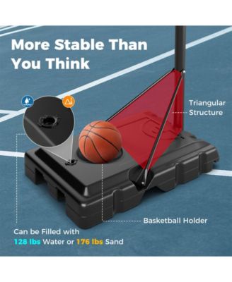4.4-10 Feet Portable Basketball Hoop Adjustable with 2 Wheels and Fillable Base-Black