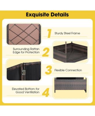 Outdoor Wicker Dog House with Weatherproof Roof-White