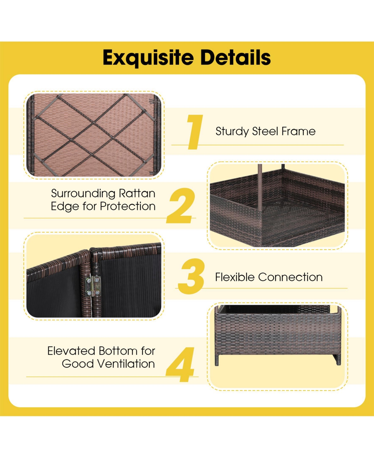 Sugift Outdoor Wicker Dog House with Weatherproof Roof-White