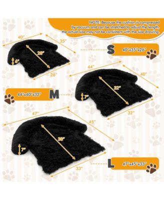 Plush Calming Dog Couch Bed with Anti-Slip Bottom-L