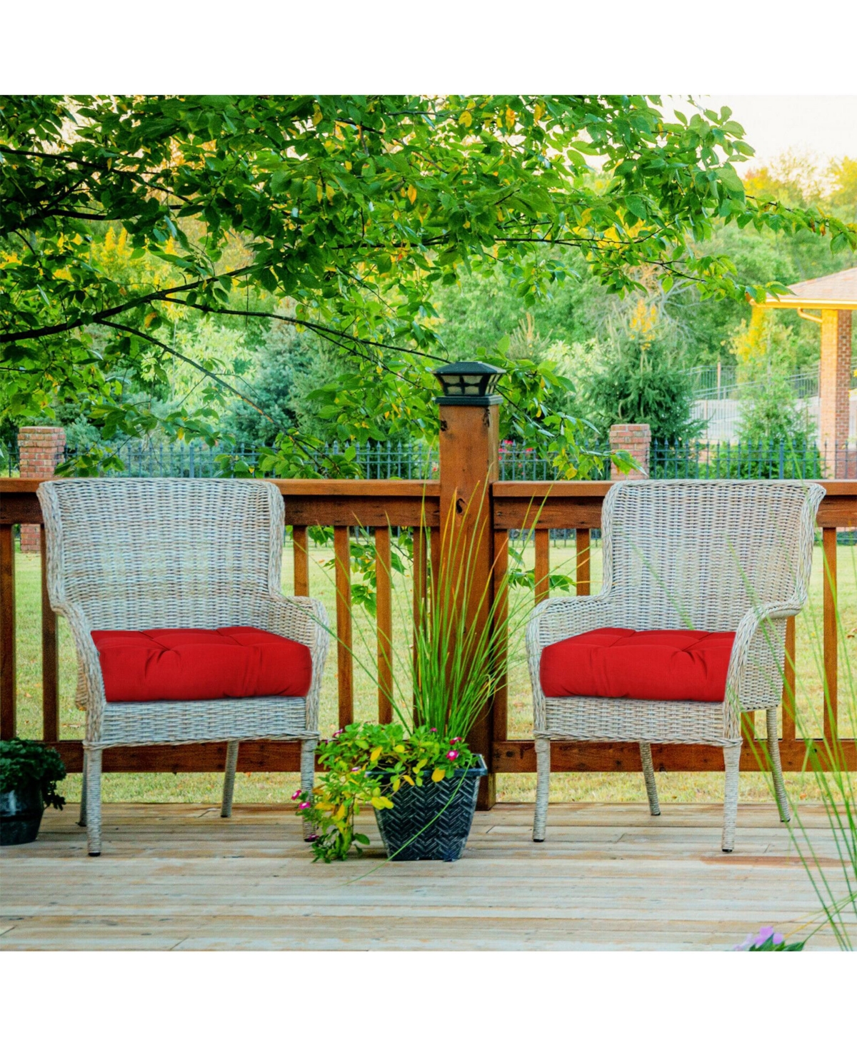 21 Inch x 21 Inch Patio Chair Seat Cushion Pads for Indoor and Outdoor-Red