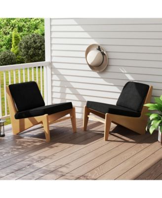 2-Pack Outdoor Patio Cushion Set with Removable Covers-Black