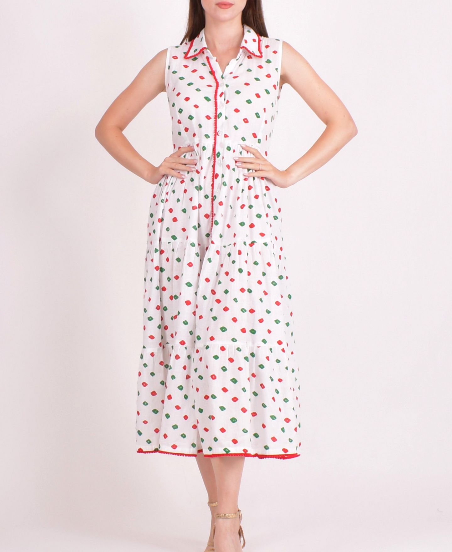 Женское платье RAAS Olinda Cotton Tiered Midi, цвет: Белый — фото 3