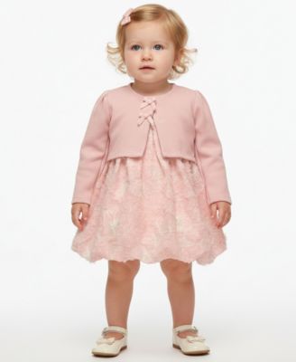 Baby Girls' Bonaz Short-Sleeve Dress and Cardigan, 2-Piece Set