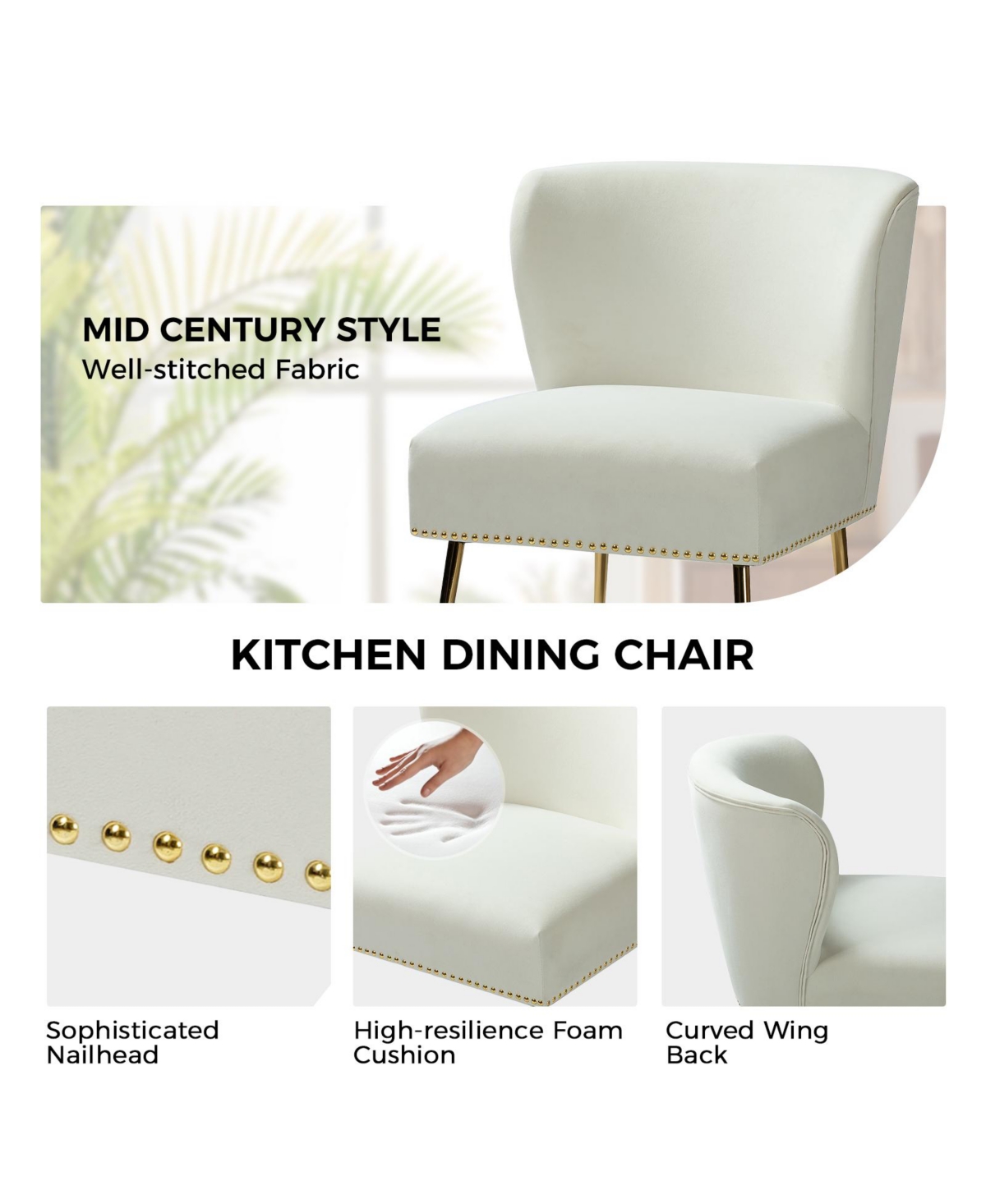 Hulala Home Contemporary Pastene Accent Chair with Nailhead Trim