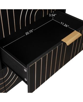 Carved Storage Cabinet with 6 Drawer and Metal Handles