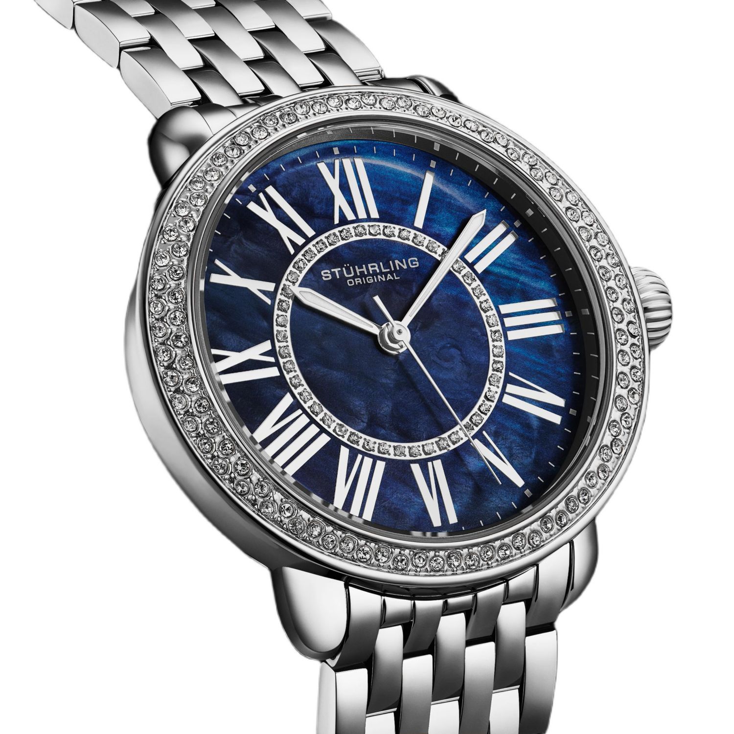 Regalia Women s 40mm Quartz Dress Watch - White Mother-of-Pearl Dial Crystal Bezel Stainless Steel Bracelet
