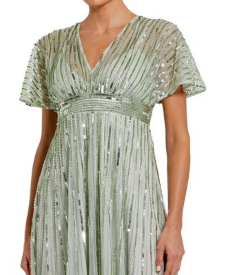 Women's Embellished Short Sleeve Empire Waist Dress