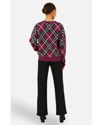 Women's Argyle Check Relaxed Sweater