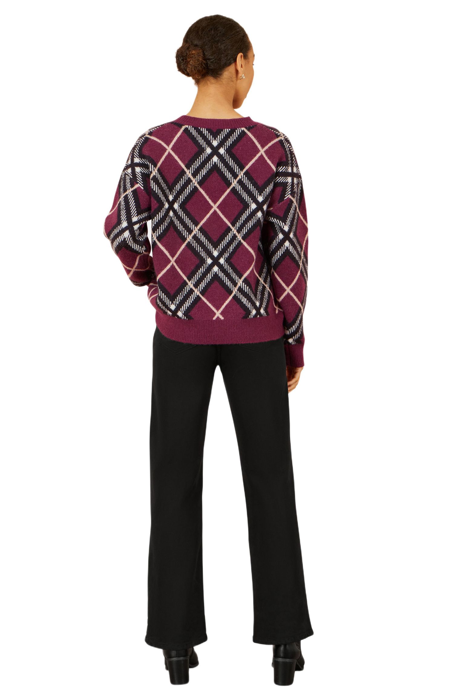 Women's Woomen's Argyle Check Relaxed Sweater
