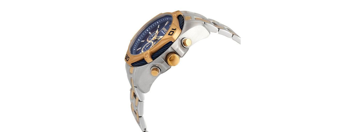 Мужские часы Invicta 34125 Bolt Quartz Chronograph Blue Dial, цвет: Золотой — фото 2