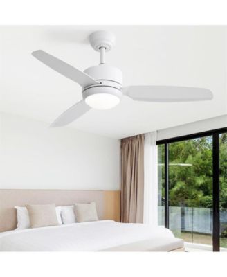 46-inch Modern White 3-blade Ceiling Fan with LED Light with Six-speed Remote Control
