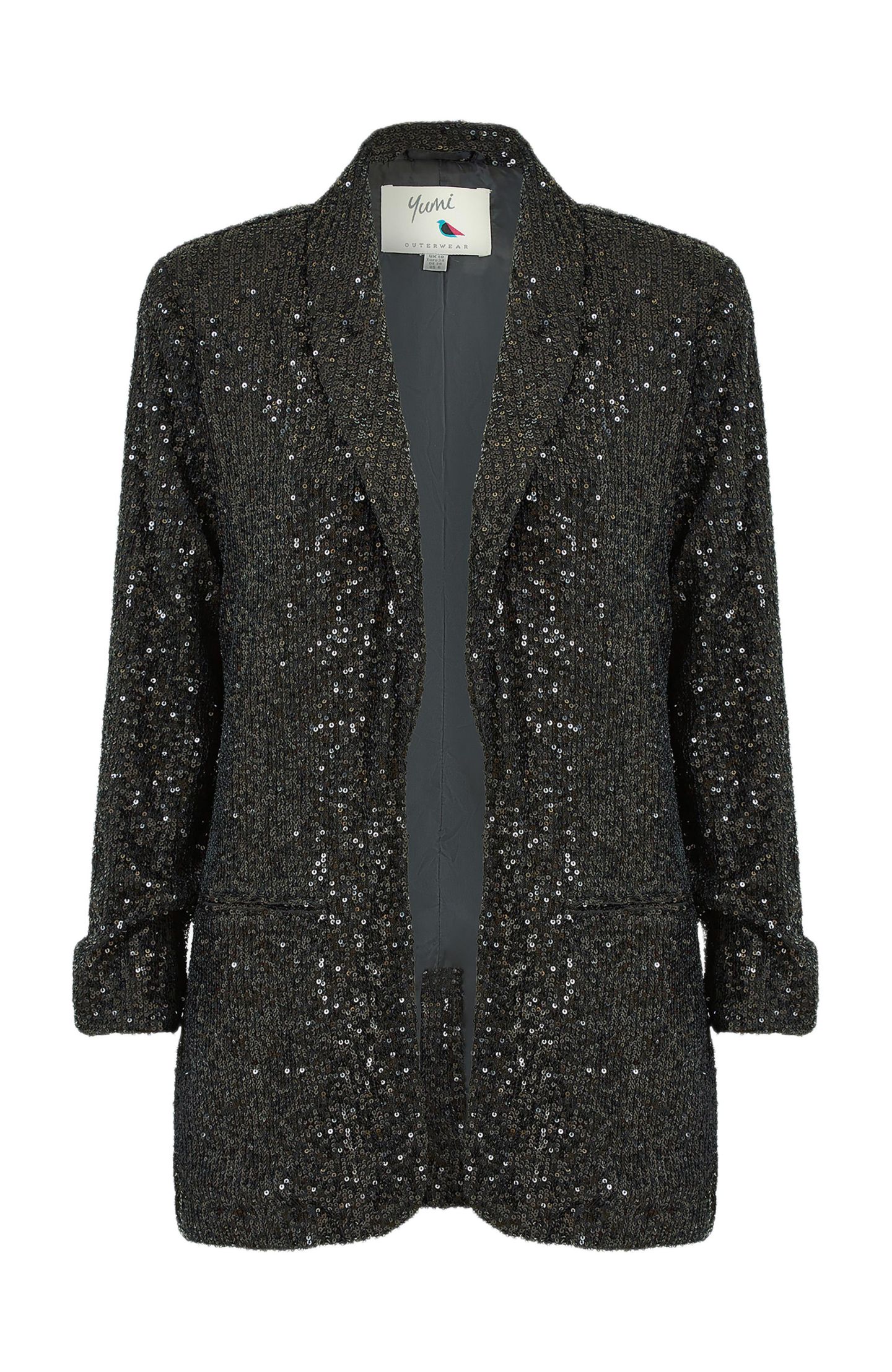 Женский пиджак Yumi Sequin Blazer With Pockets, цвет: Чёрный — фото 6