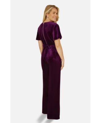 Women's Angel Sleeve Velvet Jumpsuit