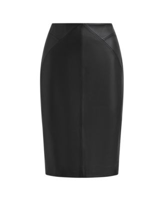 Women's Leather High Rise Midi Skirt