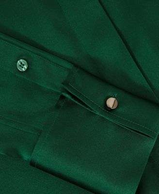 Women's Silk-Satin Concealed-Placket Shirt