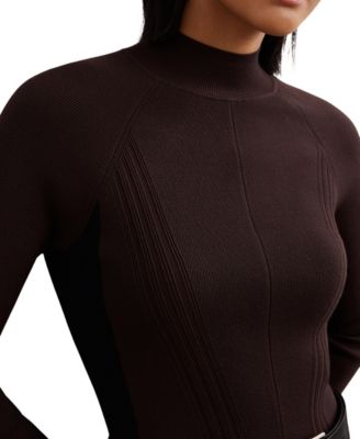 Women's Knitted Contrast-Panel Midi Dress