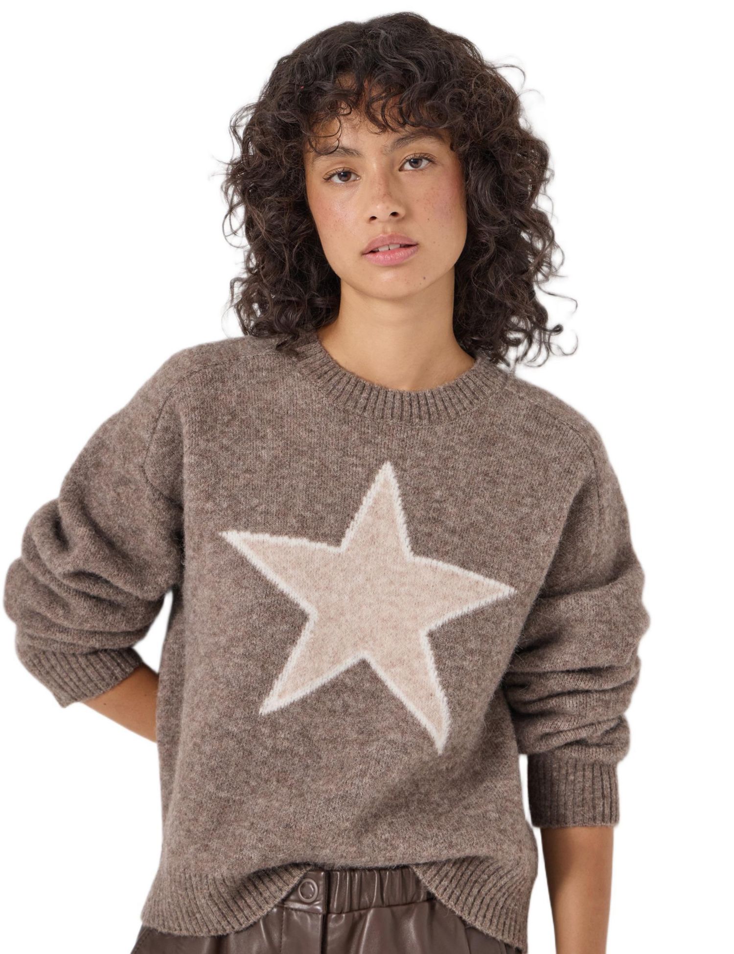 Women's Wool Blend Star Jacquard Sweater