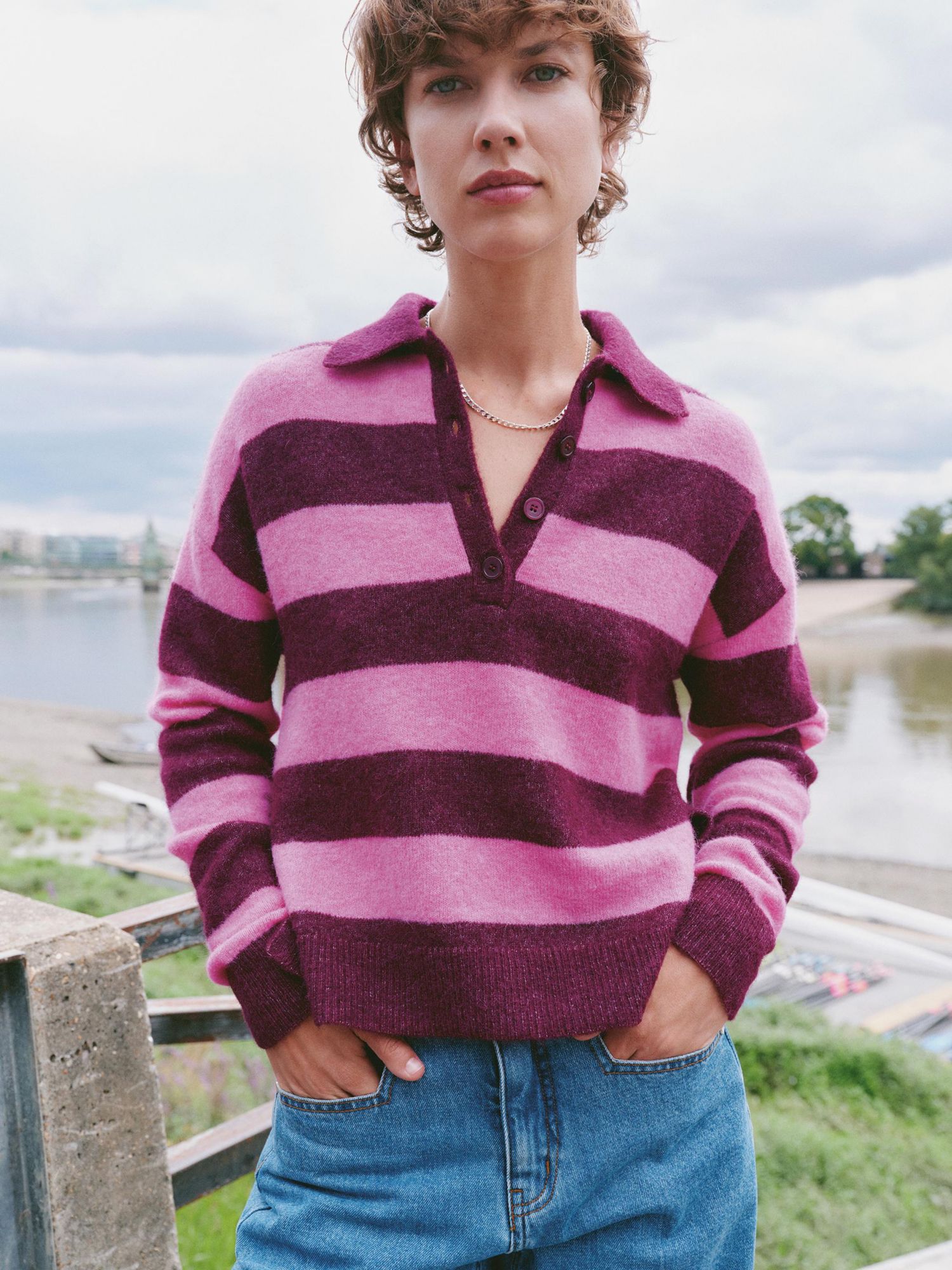 Women's Drew Wool Blend Relaxed Rugby Sweater