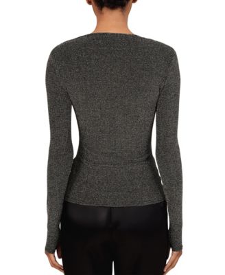 Women's Metallic-Knit Long-Sleeve Top