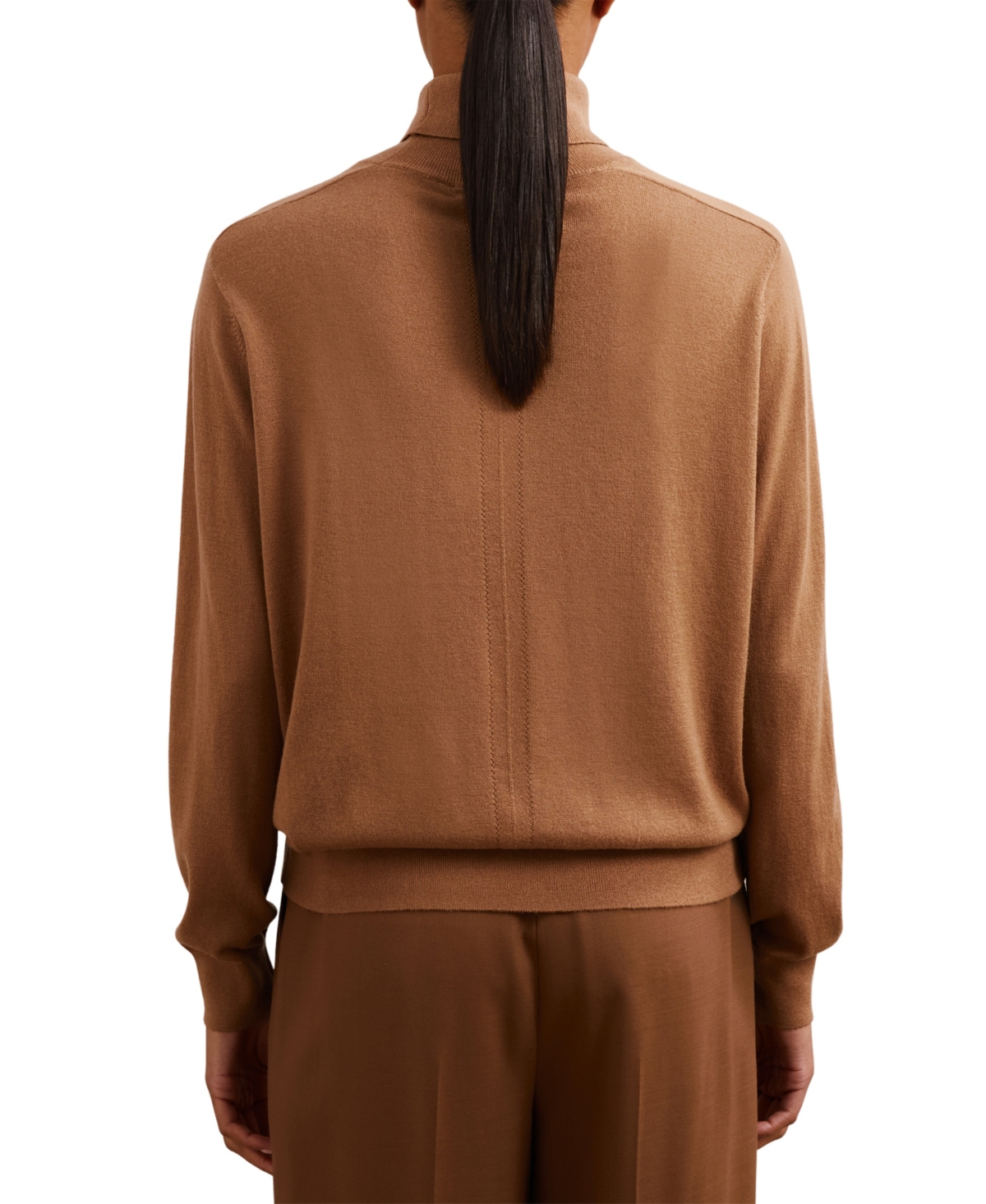 Reiss Camel Wool Roll-neck Jumper In Brown