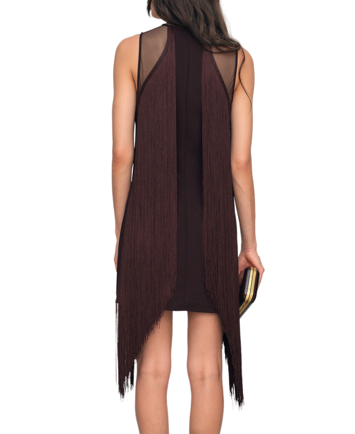 Reiss Women's Fringe-Detail Sheer-Panel Mini Dress
