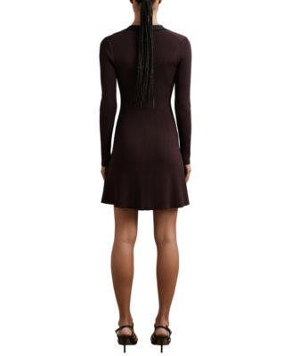 Women's Craft-Stitch Rib-Knit Mini Dress