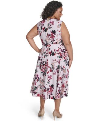 Plus Size Floral Print Fit & Flare Dress