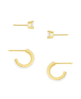 Crystal Stud and Hoop Earrings Set
