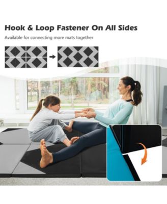 10 Feet x 4 Feet x 2 Inch Folding Exercise Mat with Hook and Loop Fasteners