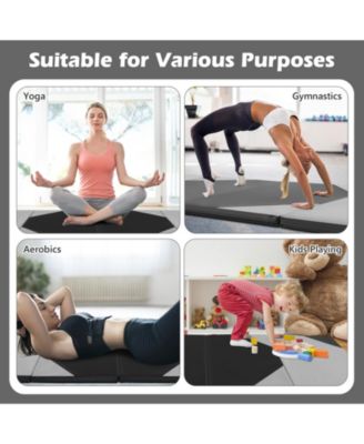 10 Feet x 4 Feet x 2 Inch Folding Exercise Mat with Hook and Loop Fasteners