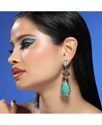 Women's The Veined-Teardrop Drop Earrings - Metallic Silver